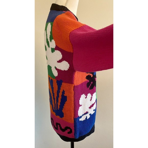 Vintage 90s Women’s Andina Matisse Handmade Peruvian Cotton Sweater Size Medium - Picture 5 of 9